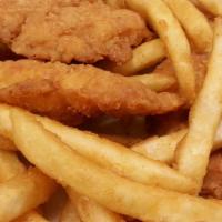 Chicken Finger Dinner · Crispy Chicken Fingers 5pc with Fries & Salad