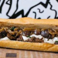 Braised Beef Sandwich · Housemade Whiz, Onion, Mushroom, Long Roll