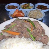 Bul Go Gi Deopbab · stir-fried beef with rice bowl