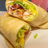 Chicken Bacon Ranch Wrap · Delicious wrap loaded with chicken, bacon, lettuce, tomato, and ranch.