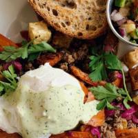 Lamb Hash · Our own version of Hash! Lamb cooked with warm spices sautéed with potatoes, sweet potatoes,...