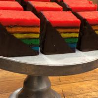 Pride Cake · Layers of almond frangipane sandwich layers of dark chocolate.. Tatte will be donating a por...