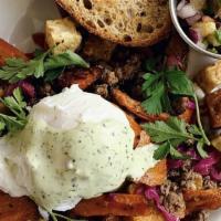 Gf Lamb Hash · Our own version of Hash! Lamb cooked with warm spices sautéed with potatoes, sweet potatoes,...