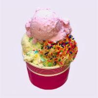 1 Scoop Of Dough With 2 Scoops Of Ice Cream · Pick 1 Scoop of Dough and pair it with 2 Scoops of Ice Cream! In one cup!