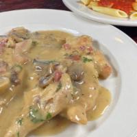 Chicken Marsala · marsala wine, pancetta, mushrooms