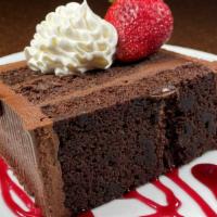 -Montilio'S- Chocolate Fudge Cake · multiple layers of rich dark chocolate cake, topped with layers of dark chocolate ganache