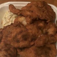 Chicken Fingers Dinner · Served with fries, onion rings & coleslaw.