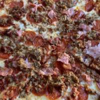 Chicago Meat Lovers Pizza · Pepperoni, ham, meatball, sausage and bacon.
