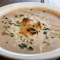 Mushrooms Soup  · Local Kennett Mix of Mushrooms, light creamy, Truffle Oil and croutons