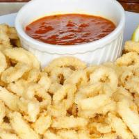 Fried Calamari · Tender squid rings, lightly dusted with flour, fried & served with marinara sauce