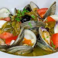 Clams Posillipo · Tender, sweet littleneck clams, steamed in your choice of rosso or bianco sauce