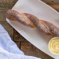 Sugar Cinnamon Twist And Sweet Cream Cheese · Hand twisted. Baked fresh and dipped into real butter then sprinkled with cinnamon sugar mix...