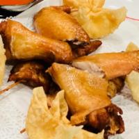 Appetizer Sampler # 2 · no substitution. 2 pieces chicken teriyaki, 4 pieces crab Rangoon and 2 pieces wings.