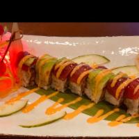 Lady In Red Roll · Raw. Spicy tuna, avocado with tuna on the top.