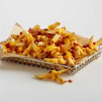 Bacon Cheese Fries · Crispy bacon bits and melted cheese tossed with french fries.