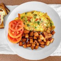 Vegetarian Omelette · Onions peppers broccoli and tomato sauce. omelettes are made with three large eggs and serve...