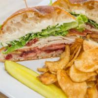 Old Orchard Beach · House roasted turkey, cranberry sauce, smoked bacon, grilled pears, brie cheese, lettuce and...