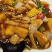 Mango Chicken · Stir-fry vegetables with chicken and mango in special house sauce.