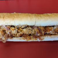 Chicken Cheesesteak · Fresh grilled chicken, American cheese, grilled onions and peppers, served on a sub roll. Se...