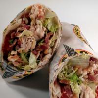 Chicken Blt Wrap · Fresh chicken, cheese, bacon, romaine lettuce, tomato, mayo, or choice of WTG sauce. Served ...