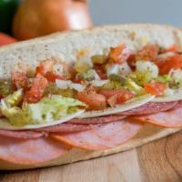 Italian Meats Sub - Large · Capicola ham, genoa salami and provolone cheese.
Please choose toppings from below...