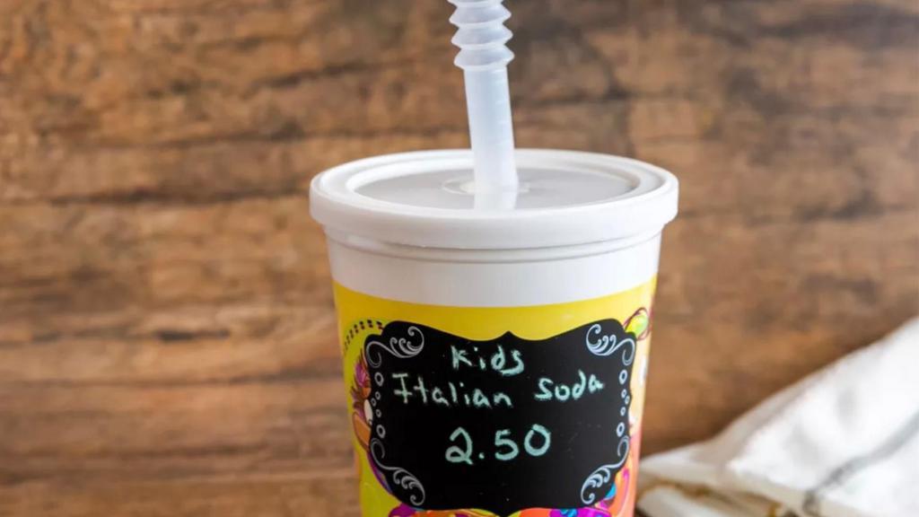 Kid-Italian Soda · Kids size (8oz) Italian soda served in a reusable plastic cup and bendable straw