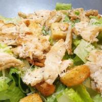 Chicken Caesar Salad · Grilled chicken, romaine lettuce, croutons, Parmesan cheese, and Caesar dressing.