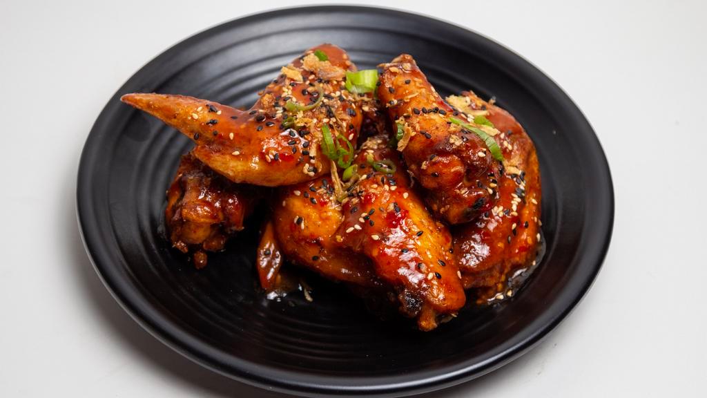 Neighborhood Chicken Wings · Choice of Seasoning: Lemon Pepper, Ginger Scallion, Sweet BBQ, Hot Chili Lime, Korean, Salt and Pepper (spicy) *may substitute wings for tenders