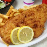 Fish & Chips Plate · Golden Fried Haddock. Served with French Fries & Cole Slaw, and a roll.