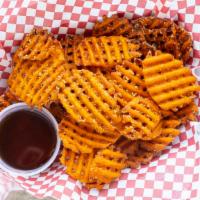 Sweet Potato Waffle Fries · Served with Maple Syrup. Want Ketchup? Let us know.