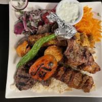 Mixed Grill  · Mixed grill combination chicken shish, lamb shish, chicken adana, lamb adana, lamb gyro. ser...