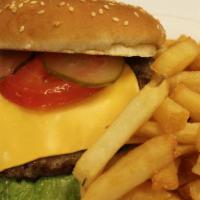 Cheeseburger · Fries and soda.