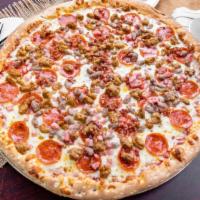 Meat Lovers Pizza 10' Small · Pepperoni, sausage, ground beef, bacon and ham.