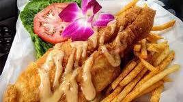 Fish Sandwich · served with lettuce, tomatoes, cheese & Chef Skip's house sauce and fries