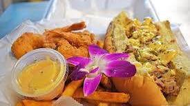 Chicken Philly With Shrimp · served with sweet peppers, cheese & Chef Skip's house sauce served on a bun with a side of fries or over fries