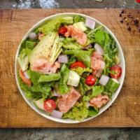 Perfect Combo Salad · Romaine lettuce, tuna, egg cucumbers, tomatoes, red onions, olives, and feta cheese tossed w...