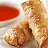 Godfather Eggrolls! · Pepperoni, sausage, cheese, green peppers, onions, tots, with tomato dipping sauce.
