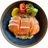 Sakedon · Salmon sashimi and fresh wasabi. Served with rice and Japanese pickles.