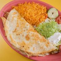 Jumbo Quesadilla · Large flour tortilla filled with beef tips, mushrooms and cheese, then grilled to perfection...
