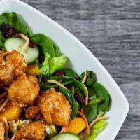 Asian Chicken Salad · Mixed greens carrots mandarin oranges cucumbers dried cranberries chow mein noodles and sesa...