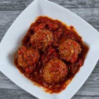 Kid'S Meatballs · Four meatballs with sauce.