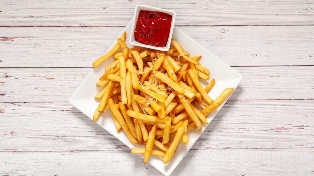 Truffle Fries · Crispy fries, truffle truffle oil, parmigiano.