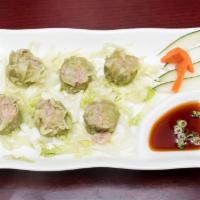 Shumai · Japanese fried or steamed dumplings, choices of meat: shrimp or wasabi pork