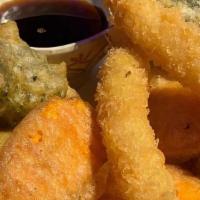 Shrimp And Veggie Tempura  Appetizer · shrimp and in-season vegetables deep fried in tempura batter