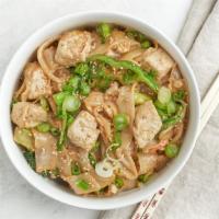 Dan Dan Tofu Noodle Bowl · Vegan tofu, rice noodle, and tahini dan dan sauce (7/10 spicy).
