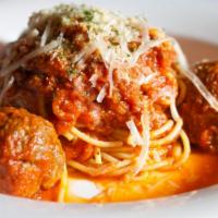 Spaghetti & Meatballs · Grotto's insanely fabulous tomato sauce.
