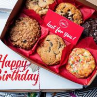 Happy Birthday Box Half Dozen · Includes specialty box and 6 Cookies of your choosing. Write a note in the notes section to ...