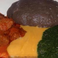Gbegiri And Ewedu (Abula) With Assorted Meat And Fish · served with Eba, Amala dudu,Fufu,Iyan, Semo.