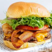 Bacon Cheeseburger · 100% all-natural Angus beef bacon cheeseburger