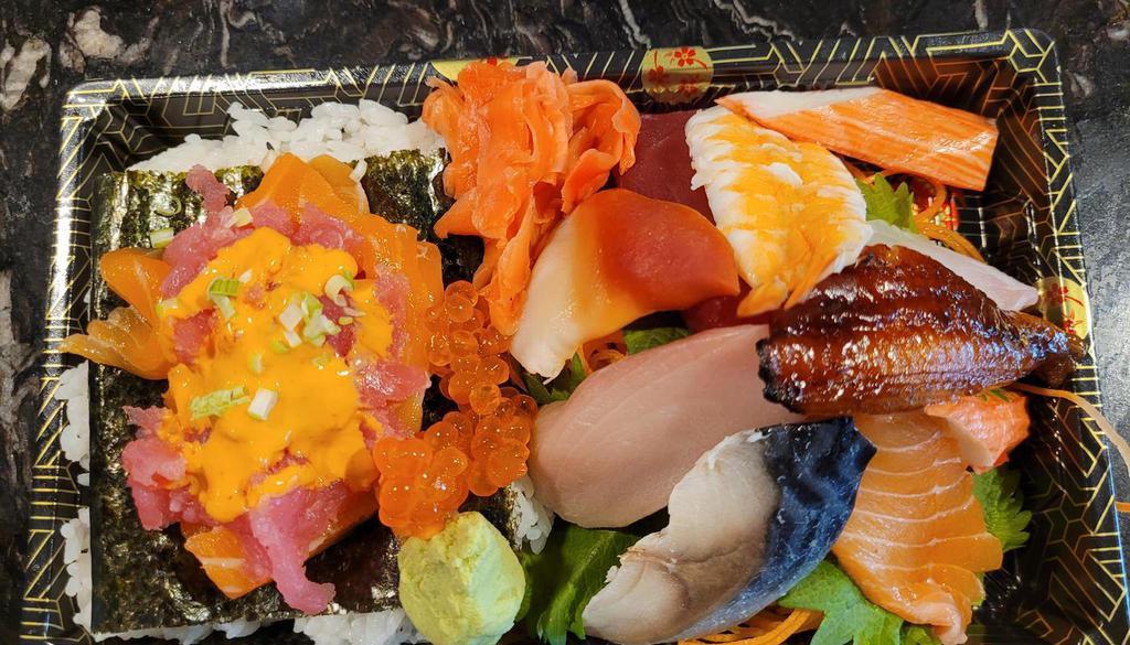 Chirashi-Zushi · Assortment of fresh fish over sushi rice.